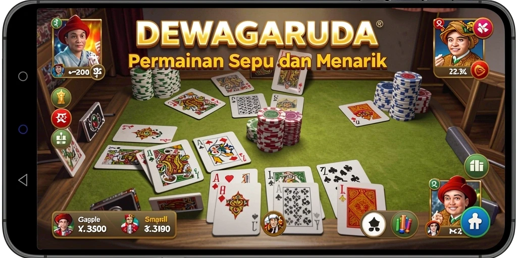 Tampilan gameplay seru DEWAGARUDA yang penuh strategi Gaple.