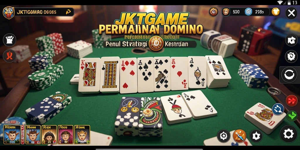 Tampilan gameplay menarik dari JKTGAME yang menunjukkan keseruan bermain Domino.