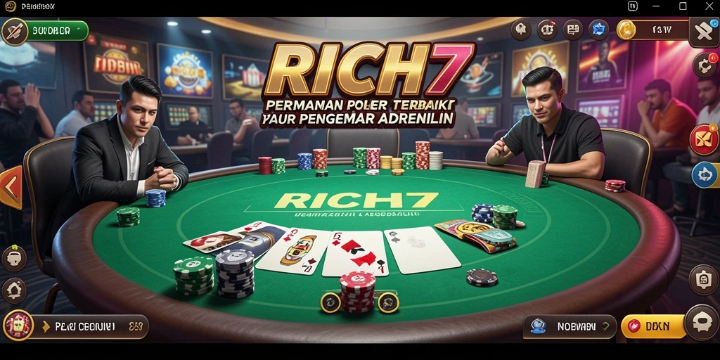 Tampilan menarik dari gameplay RICH7 saat bermain poker.
