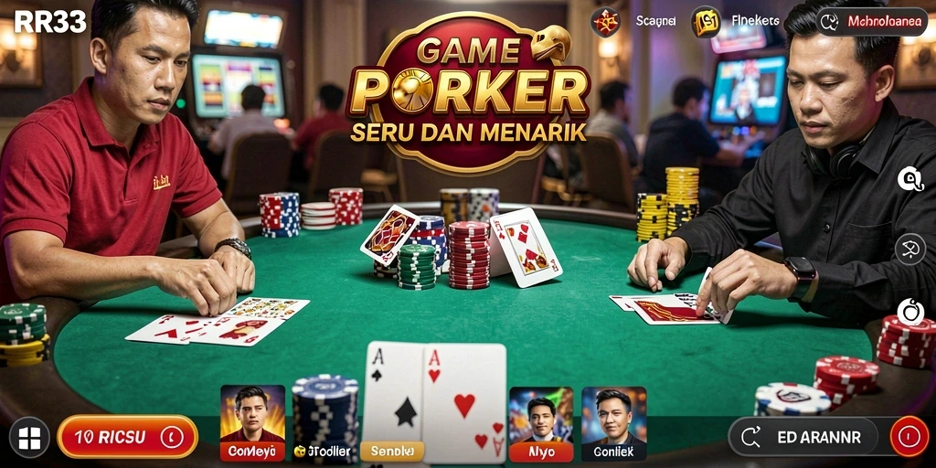 Screenshot utama RR33 menampilkan gameplay Poker yang seru dan interaktif.